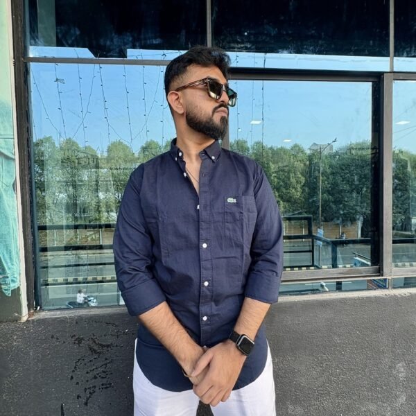 Navy Royal blue Linen Shirt Premium Comfort